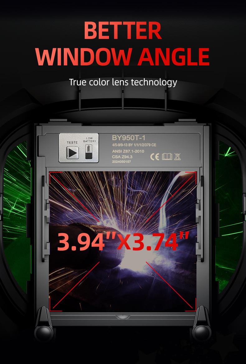 ANDELI MONERDB 4LED 3.94x3.74 Auto Darkening Welding Helmet with True Color Large Viewing Screen 6 Arc Sensors for MIG TIG ARC CUT Welding Heavy Duty Weldingmask Weldingcap