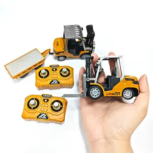 Mini Dump Mini Forklift Toy, 1:64 Scale Truck Remote Control Car with Lights, Electric Construction Vehicle Toy, Fun Birthday Christmas Gifts