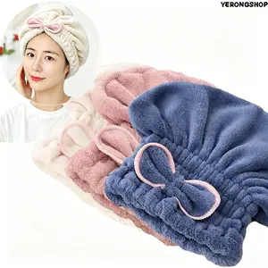 Women's Lightweight Ultra Absorbent Bowknot Microfiber Hair Drying Towel Wrap 3-Pack, Soft Quick-Dry Turban Cap, No Frizz for Daily Bath & Travel Use