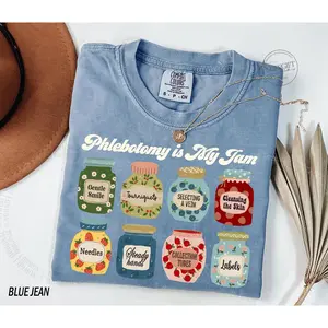 Comfort Colors Phlebotomy Shirt - Phlebotomist tshirt for Blood Specialists & Phlebotomy Supervisors - My Jam Emotional Gift Fabric Top Womenswear Fit