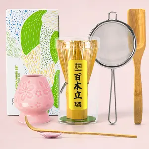 TEANAGOO MA-01 Japanese Matcha Ceremony Accessory, Matcha Whisk (Chasen), Traditional Scoop (Chashaku), Tea Spoon, Whisk Holder, The Perfect Set to Prepare a Traditional Cup of Matcha