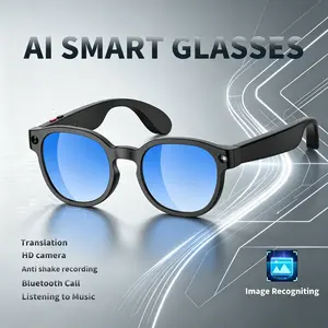 [Two replacement lenses] 2026 new AI smart glasses, 1080P anti shake recording, Bluetooth voice call, dual microphone noise reduction support AI photo recognition and translation, sunglasses, suitable for daily travel of men and women