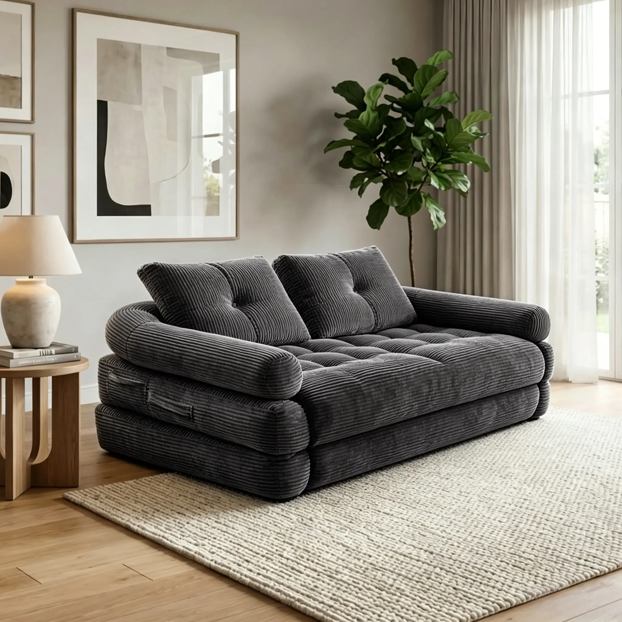 Corduroy Floor Sofa, Cozy Seat for Relaxing Leisure Time