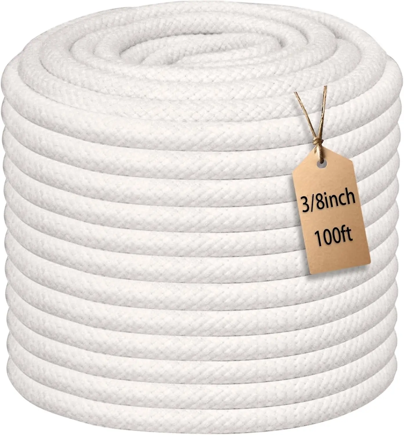 100 Feet 3/8 Inch Braided Cotton Rope - Soft White Cotton Rope for Clothesline, Swing, DIY, Baskets