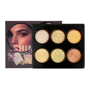 6-color highlighter palette dark brightening fine glitter powder makeup face makeup
