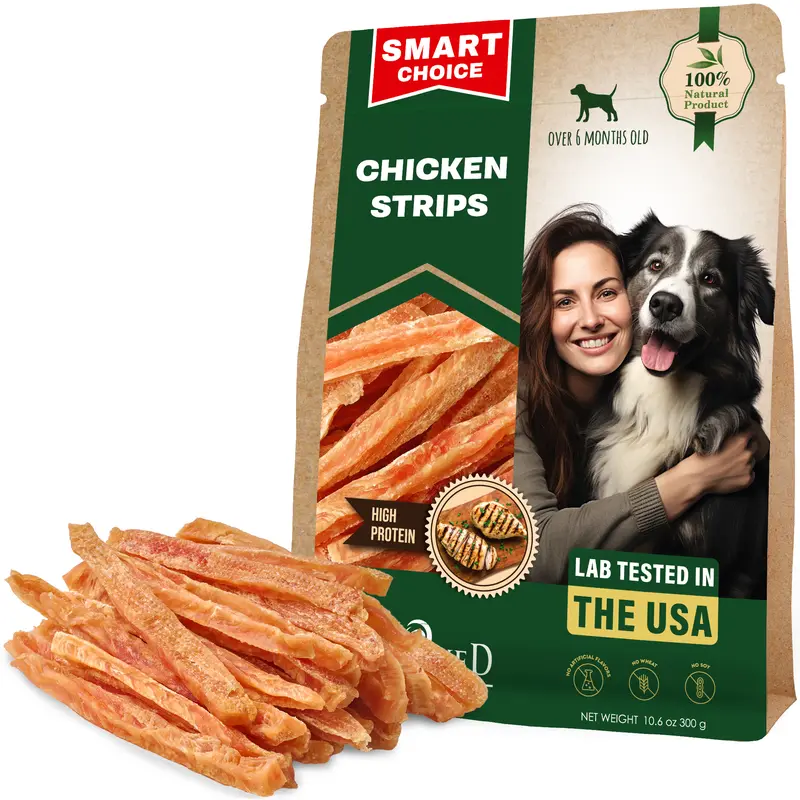 Beloved Pets Chicken Jerky Strips Dog Treats - Rawhide-Free, Strip-Shape Chews with Long Chew Time for Dental Health, Puppies & Adults, Large & Small Dogs