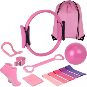 Home Pilates Essentials Kit for Women,Pilates Equipment Set with 9 Inch Yoga Ball,Figure 8 Resistance Band,Pilates Bands & Accessories,Pilates Ring and Ball Set for Beginners Home Workouts