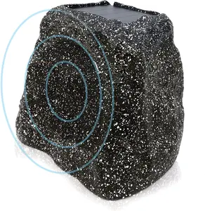 Herdio Rock Outdoor Speakers - Waterproof Solar Bluetooth Speaker, 4/6.5/8-in Rechargeable Battery, TWS Stereo Connectivity, USB-C Charging, Durable Resin Build, Smartphone/Tablet Compatible for Gardens (Gray, Single)