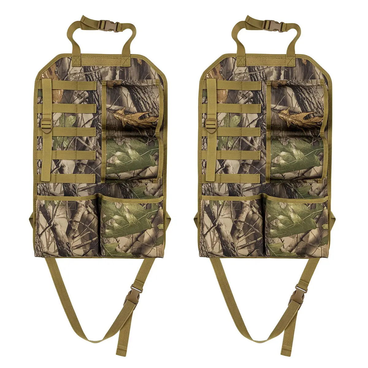 2PCS Vehicle Truck Seat Back Organizer Gun Rack - Foldable Rifle Holder with Storage Pocket & Molle System, Auto & Truck Car Interior Accessories, Auto Accessories Interior, Truck Accessories