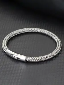 Men's Fashion Stainless Steel Hook Bracelet Bangle, 6mm Steel Wire Design, Street Style Accessory for All Seasons, Casual Party Bracelet, Bracelet Chain
