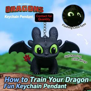 Dragon Trainer Light-Up Toothless Keychain, Cute Plush Toy, Winged Key Ring, Bag Charm, Keychain For Bags, Gift Idea, Adorable Pet Figure, Fun Keychain Pendant, Adorable Appearance, Winged Design
