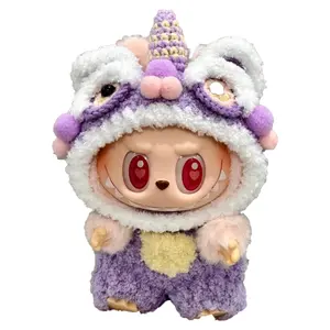Purple Lion-cute doll clothes accessory,17CM Sized Dolls,Cute Hooded Outfit with Matching Bag, Soft Fluffy Material, Perfect for Collectors & Gifts