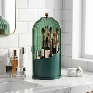 360° Rotating Toothbrush Holder with Clear Dustproof Lid – Bathroom Vanity Organizer, Space Saving Countertop Storage for Electric & Manual Toothbrushes, Toothpaste, Anti-Dust, Non-Slip Base – Perfect Mother's Day Gift for Mom
