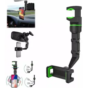 360° Adjustable Multifunctional Rearview Mirror Cellphone Mount, Smartphone Stand for Car, Phone Accessories