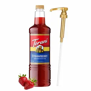 Torani Strawberry Syrup 1 Liter Bottle with Pump Torani Strawberry Syrup 1 Liter Bottle with Pump