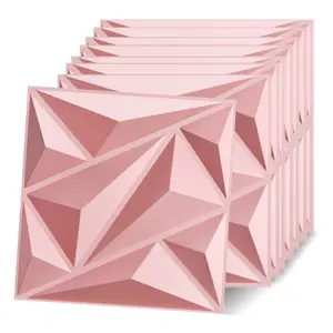 FLOLEOPA 3D PVC Plastic Wall Panels, waterproof and fire-resistant, dimensions 11.8x11.8 inches, thickness approximately 1 mm. Ideal for living rooms, bedrooms, hotels, offices, game rooms, and TV accent walls. Includes installation tape.