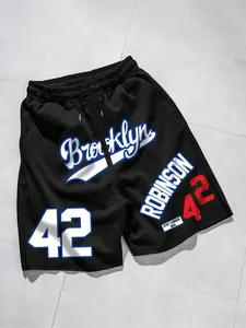 Men’s Y2K Basketball Print Mesh Shorts, Vintage Sporty Streetwear, Breathable Fabric, Elastic Waist Design, Loose Fit, Versatile for Daily Wear, Gym & Summer