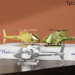 Metal Helicopter Model Ornament, Kids Gift, Travel Souvenir, Home Decor, Handicraft, Perfect for Children, Unique Decoration Piece