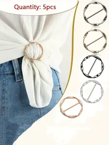5pcs Set Multifunctional Metal Scarf & T-Shirt Clips, Easy Knot and Waist Cinching Accessories, Adjustable Clip, No-Sew Fixing, Mixed Color Stainless Steel, Hoop, Men Accessories
