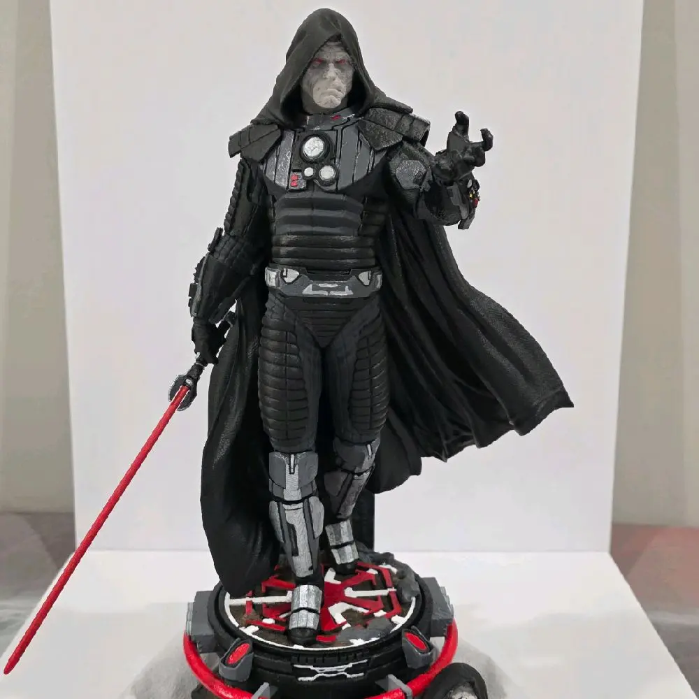 3D-printed and hand-painted 1/6 scale, Darth Malgus with 3 interchangeable heads, 16.5 inches tall.
