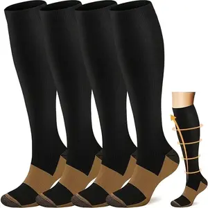 Unisex Adults' Copper Compression Socks - 20-30mmHg Graduated Support, S-XXL Sizes, for Sports, Outdoor Activities
