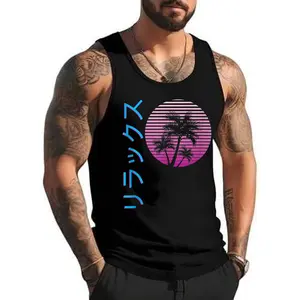 STYLE H469 Vaporwave Aesthetic Japanese Relax Tank Top , Summer Vacation Muscle Top Graphic Sleeveless Tank Top