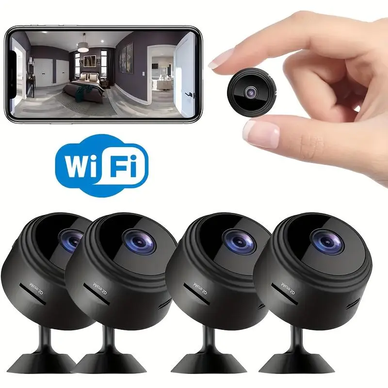 4PCS Hidden A9 Camera Nanny Cam WiFi Wireless 1080P HD with Motion Detection Night Vision Security for Home Office Baby Monitoring Ultra Mini Easy to Conceal