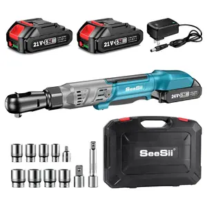 Seesii 3/8" Cordless Ratchet Wrench with 66Ft-lbs 200RPM, 2 x 21V Batteries, Power Ratchet Driver with Variable Speed,8 Sockets, 1/4" and 1/2" Adapter, and 3" Extension Bar, RT600B Black Friday Deals