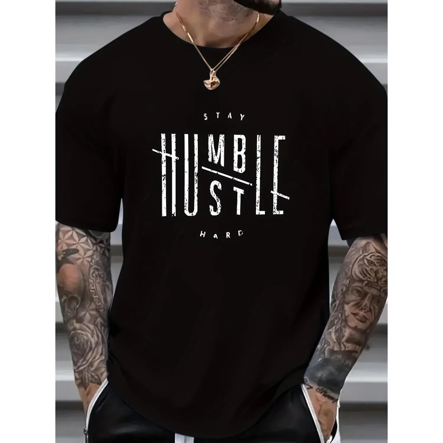 Plus Size Graphic T-shirt - Unique Creative Letters Graphic Print Design, Perfect for Summer Wear - Stylish Mens Fashion Clothing for a Comfortable Summer