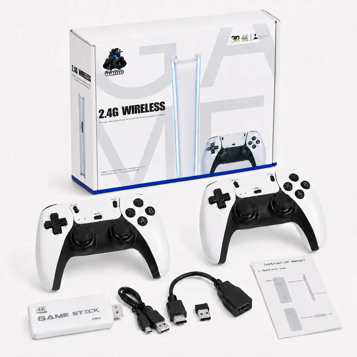 Retro Mass Games Console (No PS2/N64) - Tech Gadgets, Built-in Games, 9 Emulators, 2 Wireless Controllers, HD Output, 64GB SD Card, Portable Gaming System - Father's Day Gifts for Kids & Adults
