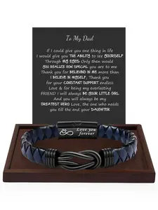Christmas Gifts for Dad From Daughter, Birthday Gifts for Dad, Artificial Leather Bracelet, Infinity Knot Design, Fit for All Seasons, Personalized Jewelry