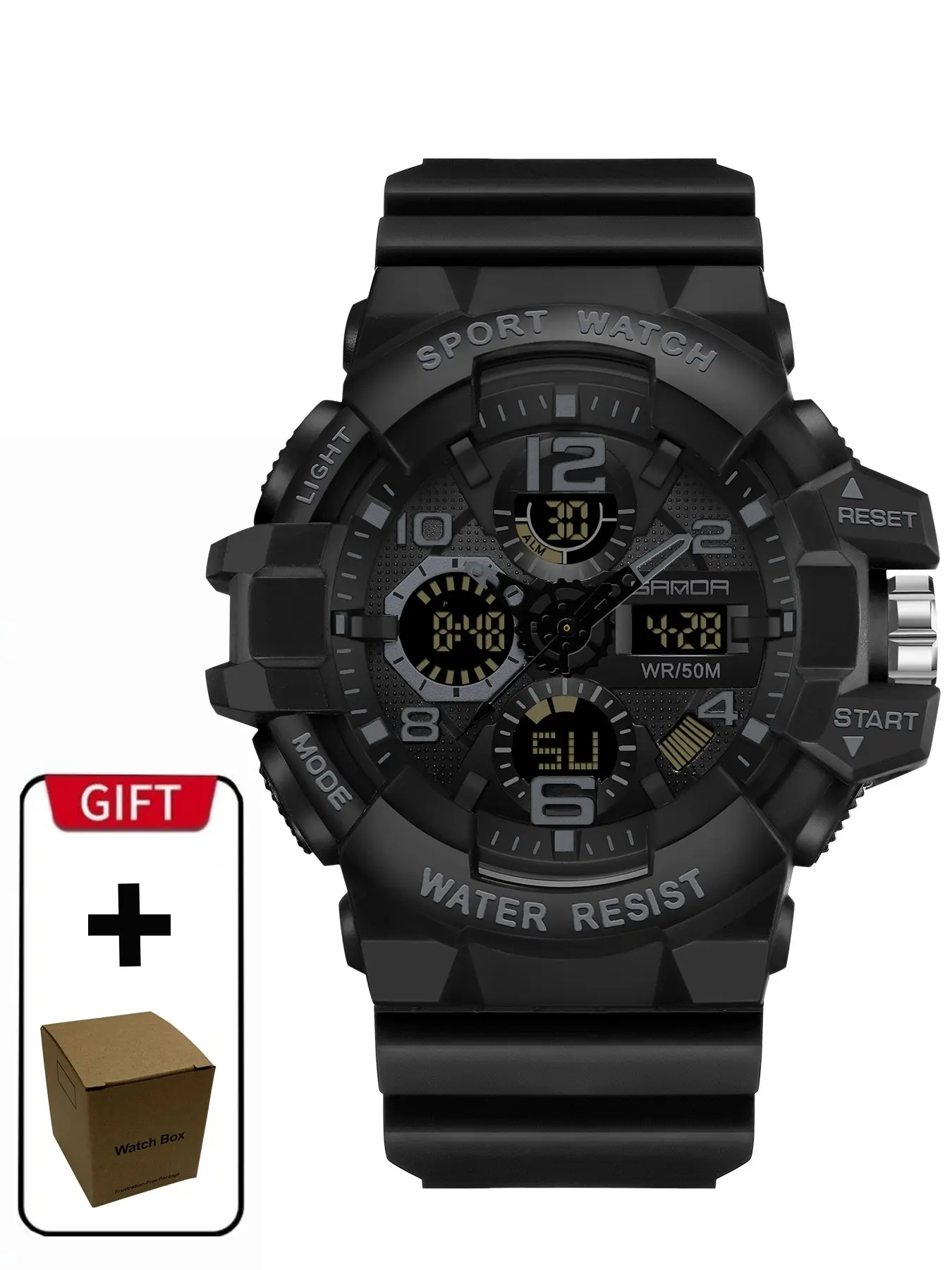 Men's Digital Analog Quartz Watch, Fashionable Watch with Alarm Mode, Trendy Sports Watch for Daily Life, Waterproof Watch