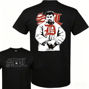 【TikTok Viral Streetwear Tee】 Vintage SDL Graphic Tee – Unisex Cotton Short Sleeve T-Shirt, Chicanos & Mexican Movie Inspired Streetwear, Full-Color Retro Fashion Top for Men & Women