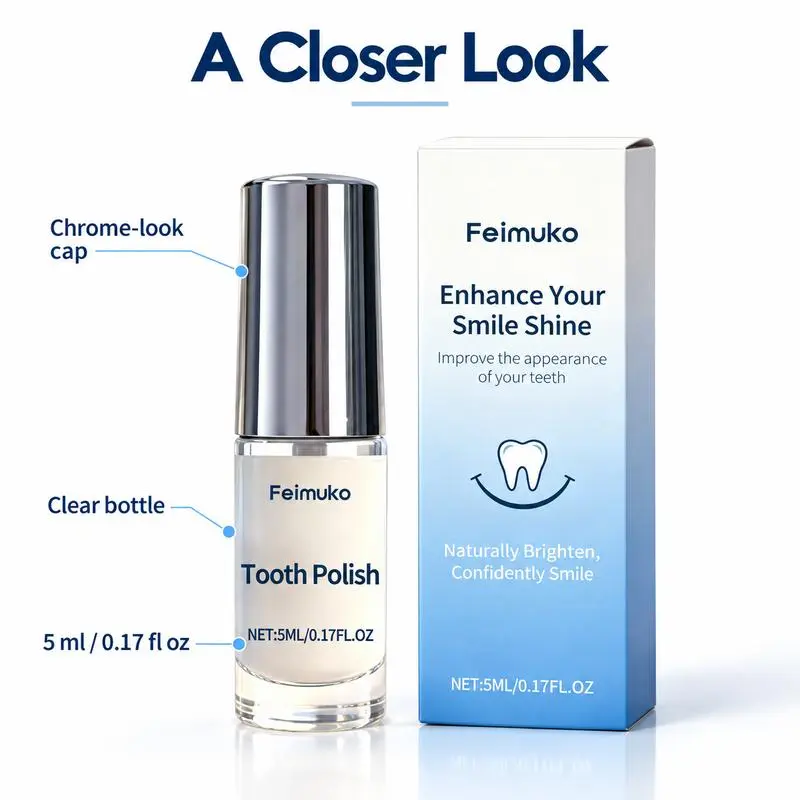 Tooth Brightening Paste with Precision Brush Applicator, Compact Cosmetic Smile Touch-Up Beauty Essential for Adults, On-The-Go Daily Makeup
