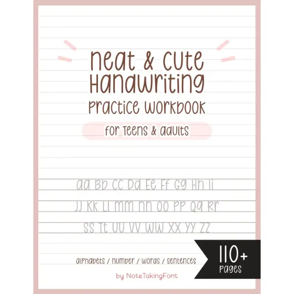 Neat and Cute Handwriting practice Workbook for adults and Teens: Improve your handwriting skill & Practice with Monoline lettering Practice Page, ... worksheet for adults, My Chewycake font