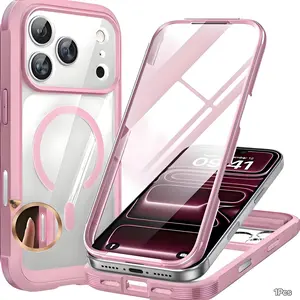 360° Rugged Durable Transparent Case for iPhone 17 Pro Max 16 15 Plus 14 13 12  Magsafe Military Shockproof Cover with HD Screen Protector TPU Clean Phone Bumper