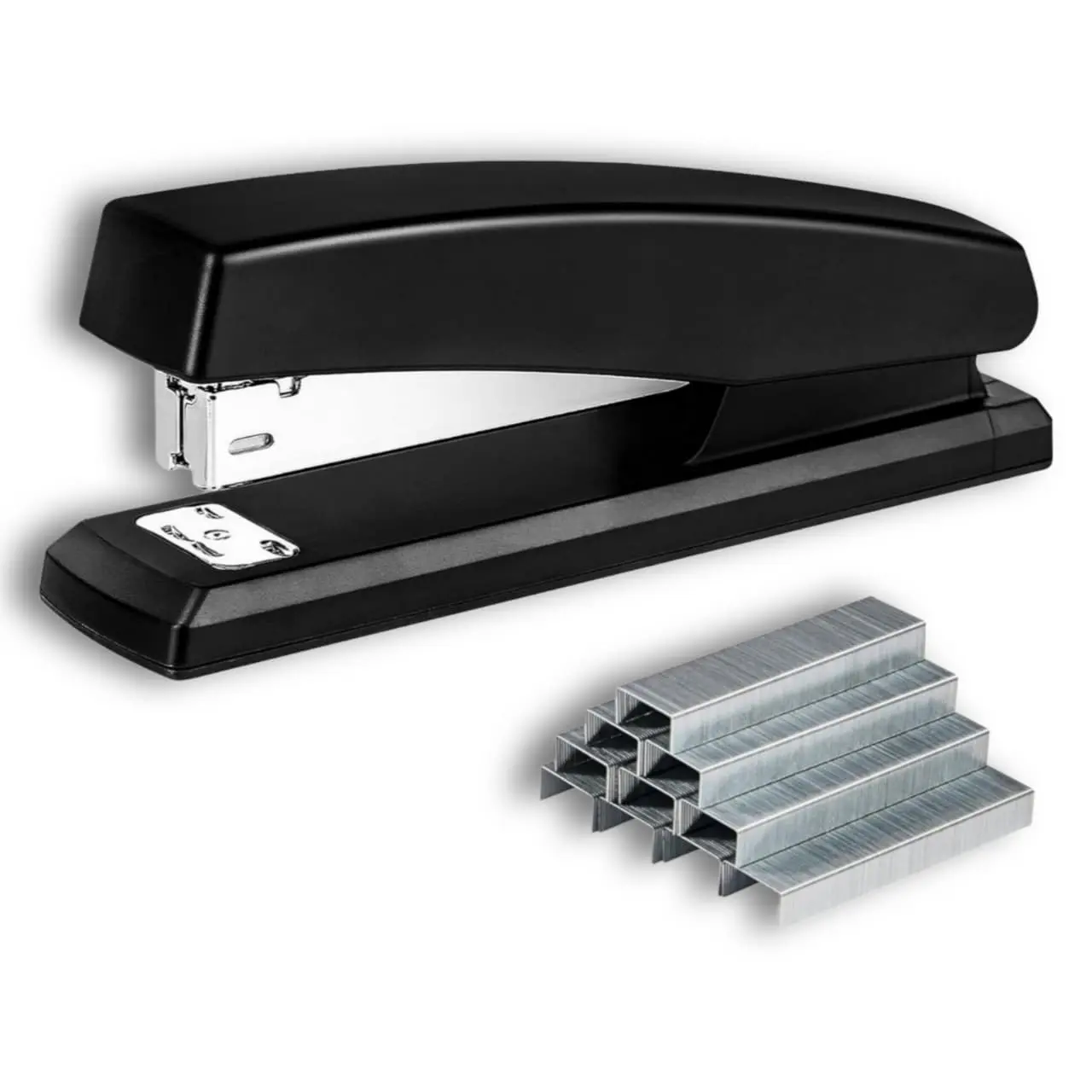 Office Essentials Stapler with 1000 Staples 25 Sheet Capacity Non-Slip Black Professional Office Stapler for Various Tasks