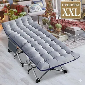 Naudacaa Oversized XXL Folding Camping Cots for Adults 900lbs, 32'' Extra Wide Sturdy Sleeping Cot with 3.3 Inch 2 Sided Mat & Carry Bag