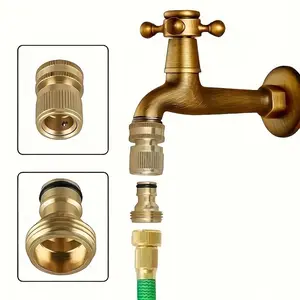 Quick Connect Garden Hose Fittings Set, 2-Piece Pack Us Standard 3/4'' Ght, Leakproof Waterproof Lawn & Garden Hose Connector, Copper Material