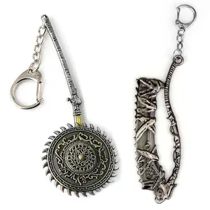New Bloodborne Curse Old Hunter Chainsaw Knife Weapon Model Keychain Rotatable Pendant
