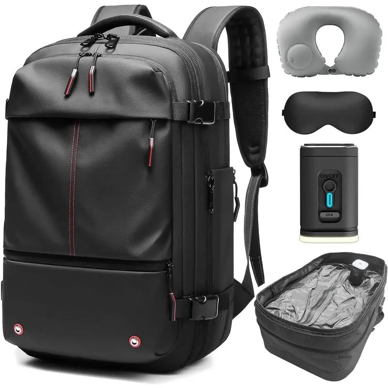 Kabaqoo Airback Vacuum Seal Compression Travel Backpack 60L Expandable Vacpack Water Resistant TSA Lock Airbag Black (Electric AirPump included)  travel accessories travel essentials Outdoorfun summerwins
