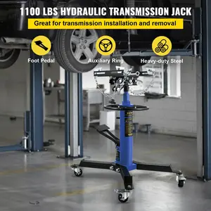 VEVOR Transmission Jack, 33"-67" High Lift, 1100 lbs Hydraulic Telescoping Transmission Jack, 2-Stage Floor Jack Stand 1/2 Ton Capacity with Foot Pedal, 360° Swivel Wheel, Garage/Shop Lift Hoist