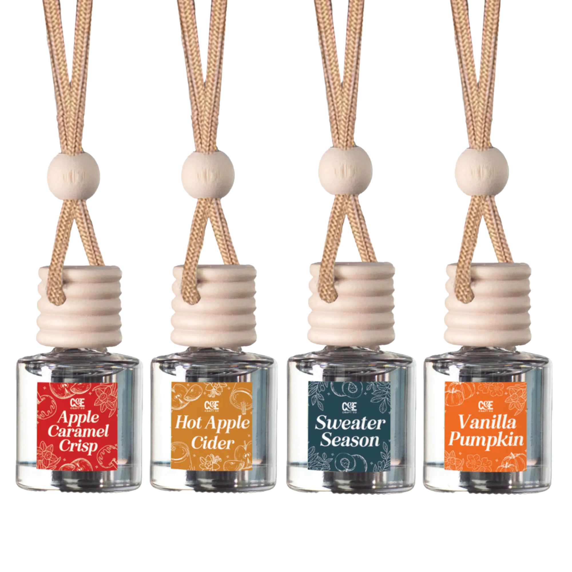 Fall 4 Pack Scented Car Fresheners Bundle, Fragrant