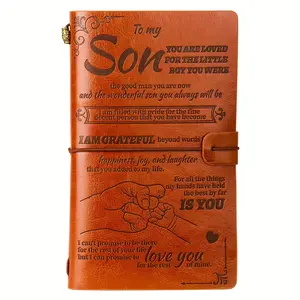 To My Son Graduation Gift Leather Diary Notebook Journal Vintage Material Paper, From Mom or Dad, Writing Diary Gift, Perfect for Son's Birthday, Graduation, Thanksgiving, Christmas Gifts