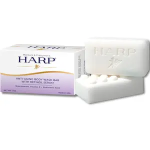 HARP Anti-Aging Body Wash Bar With Retinol Serum + Niacinamide, Vitamin E, Hyaluronic Acid. 100% Syndet Base. Soap/Lye-Free and Fragrance Free and no fragrance masking agents. Skin Repair Bar.