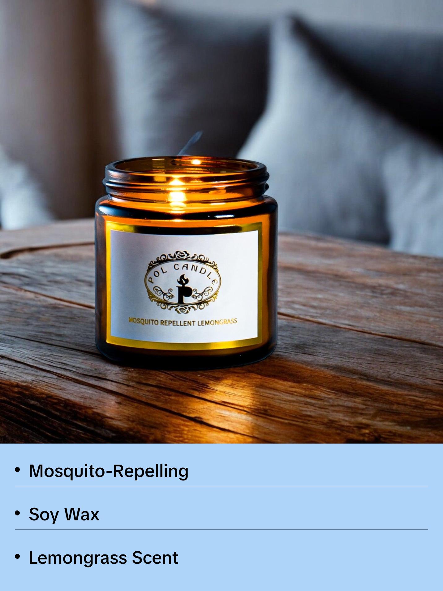 Mosquito Repellent Lemongrass Small Amber Jar Scented Candle