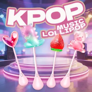 Candy Master MeCandy 4D Music Lollipop -  4D Bear/Strawberry/Dinosaur/Heart Shapes | K-pop Music Lollipop | Bone Conduction Tech, Sugarfree Fruity Flavor, Halal Certified