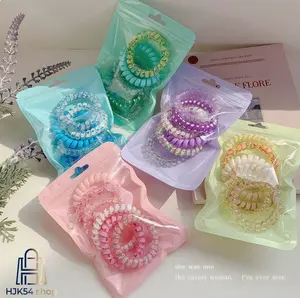 6PCS Colorful Telephone Cord Hair Ties, Elastic Spiral Hair Bands, Cute Stretchy Ponytail Holders for Women & Girls,summerwins