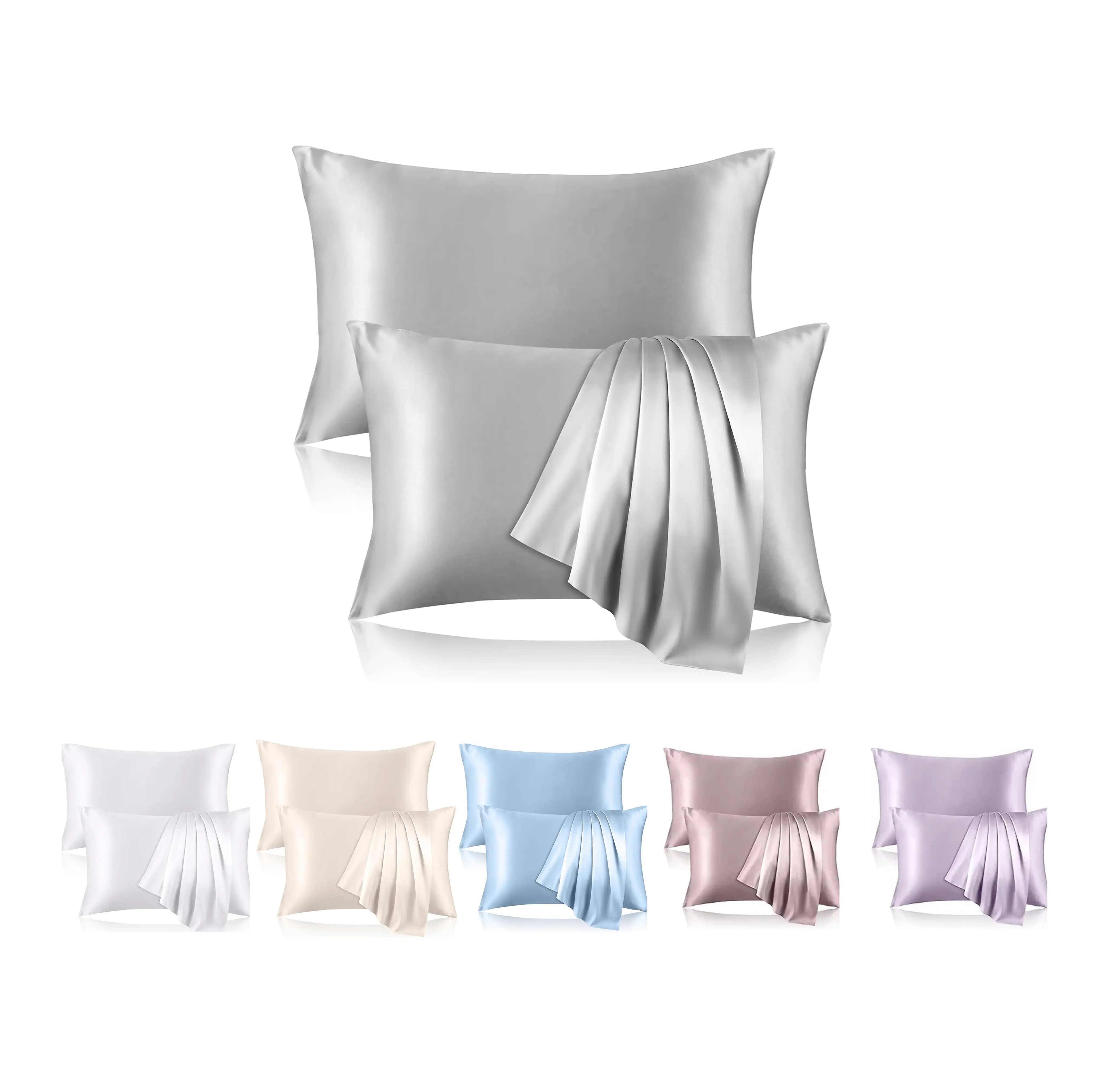 Dysiuv 2-Pack Queen 100% Mulberry Silk Pillowcases, 100% Silk Bedding Linens, Double-Sided, Hypoallergenic, Silky Soft, Wrinkle-Reducing, Hair & Skin Protective, Fade-Resistant After Washing, Neat Stitching Bedroom Gifts, No Easy Running After Washing