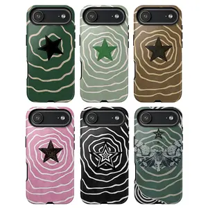 Whimsical Star Wave iPhone Case – Retro Aesthetic Phone Case with Abstract Lines & Star Design, Unique Cosmic Christmas Gift for Her, Vintage Art-Inspired Protective Case, Fits iPhone 11 12 13 14 15 16 17 Pro Max SE & Samsung S21 S22 S23 S24 S25